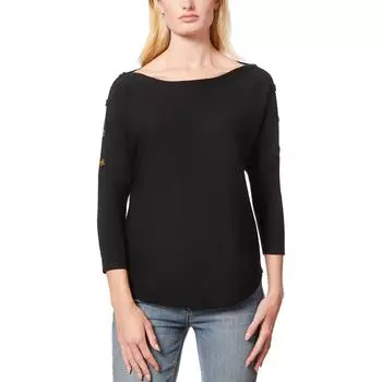 Женский однотонный вискозный пуловер-топ Melissa Paige, угольно-черный