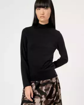 Женский однотонный вязаный свитер с воротником Perkins Surkana, черный