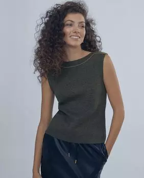 Женский однотонный вязаный топ с круглым вырезом Lola Casademunt