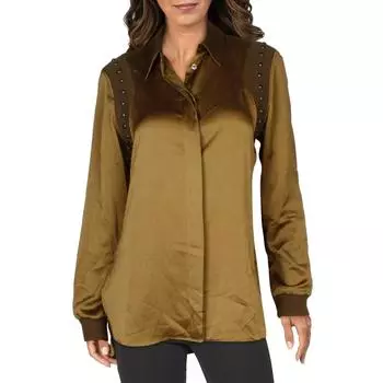 Женский офисный топ с бисером на пуговицах Adrienne Landau, цвет firgreen