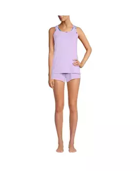 Женский охлаждающий комплект пижамы из 3 предметов - халат, топ и шорты Lands' End, фиолетовый