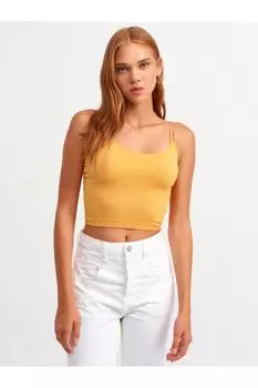 Женский оранжевый эластичный укороченный топ - оранжевый Dilvin, желтый
