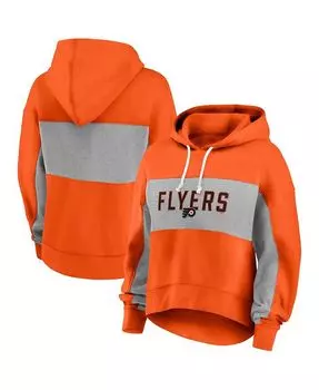 Женский оранжевый пуловер с капюшоном с наполнителем и логотипом Philadelphia Flyers Fanatics, оранжевый