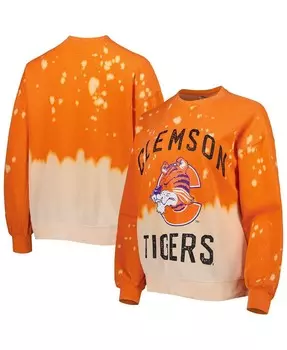 Женский оранжевый свитшот-пуловер Clemson Tigers Twice As Nice с эффектом потертости Gameday Couture