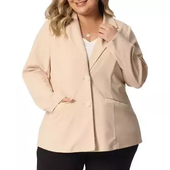 Женский осенний офисный пиджак больших размеров с зубчатыми лацканами и пуговицами для офиса Agnes Orinda, черный