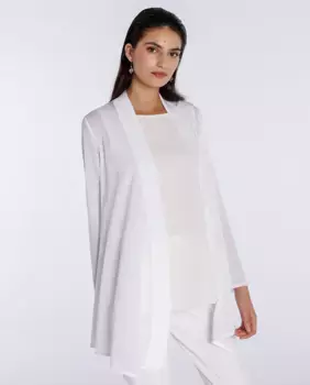 Женский открытый кардиган однотонной вязки с длинным рукавом Naulover, белый
