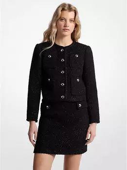 Женский пиджак из металлизированного твида Michael Kors, черный