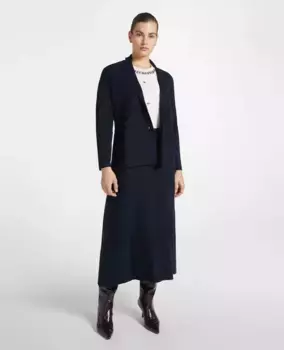 Женский пиджак-кардиган с воротником с лацканами и накладными карманами Elena Mir, синий