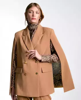 Женский пиджак-кейп на подкладке с анималистическим принтом Lola Casademunt, цвет Camel