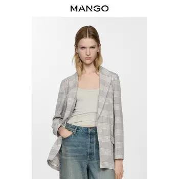 Женский пиджак Mango в клетку, серый