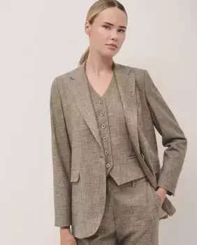 Женский пиджак на одной пуговице с микроузором Roberto Verino, бежевый