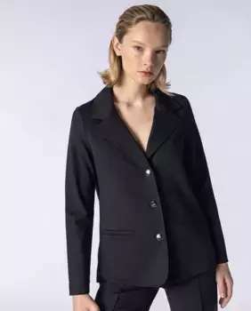 Женский пиджак одинарной вязки с длинными рукавами и карманами Naulover, черный