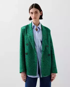 Женский пиджак прямого кроя с анималистичным принтом Scalpers, зеленый