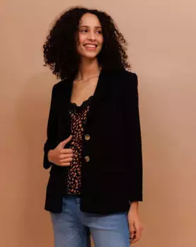 Женский пиджак прямого кроя со строгим воротником Naf Naf, черный