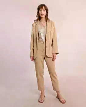 Женский пиджак с длинными рукавами, воротником и лацканами Molly Bracken, бежевый