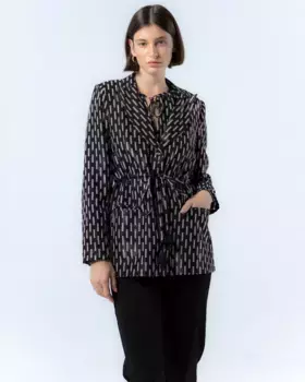 Женский пиджак с геометрическим принтом и подплечниками Lia Niza, черный