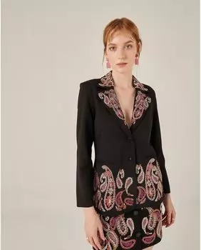 Женский пиджак с лацканами и вышивкой Niza, черный