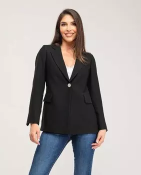 Женский пиджак с лацканами и застежкой на пуговицы Fsh, черный