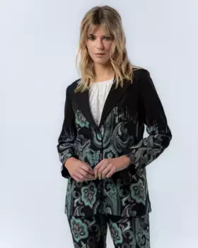 Женский пиджак с подплечниками и цветочным принтом Niza, черный