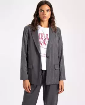 Женский пиджак с подплечниками и полосками с люрексом The-Are, темно-серый