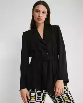 Женский пиджак с подплечниками и поясом Trucco, черный