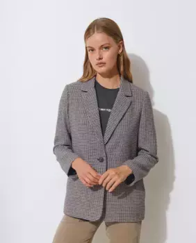 Женский пиджак с принтом «гусиные лапки» и налокотниками Brownie, цвет Crudo