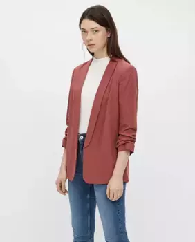 Женский пиджак с рукавами 3/4 и воротником с лацканами Pieces, цвет Teja