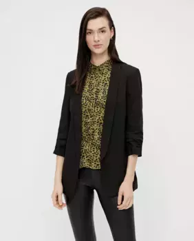Женский пиджак с рукавами 3/4 и воротником с лацканами Pieces, черный