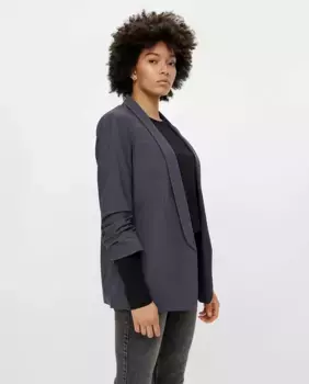 Женский пиджак с рукавами 3/4 и воротником с лацканами Pieces, цвет Azul Grisceo