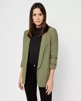 Женский пиджак с рукавами 3/4 и воротником с лацканами Pieces, цвет Kaki