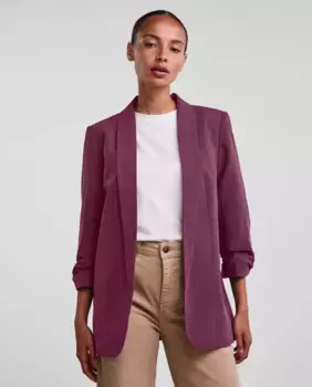 Женский пиджак с рукавами 3/4 и воротником с лацканами Pieces, цвет Granate