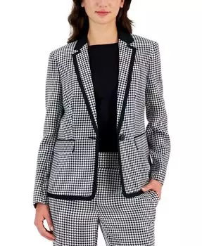 Женский пиджак с узором "гусиные лапки" на одной пуговице Kasper, черный