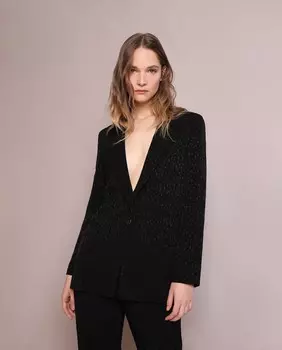 Женский пиджак с жаккардовым узором в виде черепа и воротником с лацканами Scalpers, черный