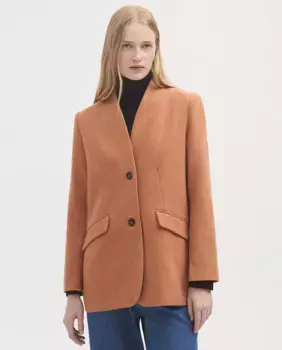 Женский пиджак со складками и застежкой спереди Nice Things, оранжевый
