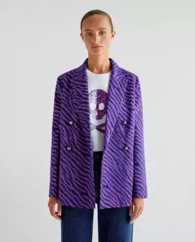 Женский пиджак стандартного кроя с животным принтом Scalpers, синий