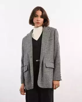Женский пиджак в ломаную клетку с воротником с лацканами Lili Sidonio, черный