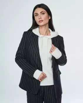 Женский пиджак в тонкую полоску с карманами с клапанами & Me Unlimited, темно-синий
