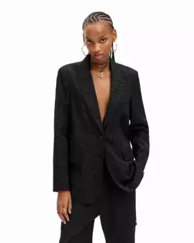 Женский пиджак вырезанного цветочного силуэта Desigual, черный