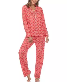 Женский пижамный комплект из 2 предметов с длинным рукавом и сердечным принтом White Mark, мульти