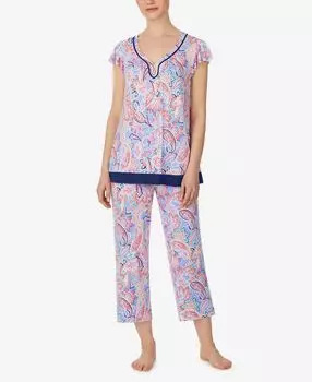 Женский пижамный комплект из 2 предметов с рюшами и рукавами Ellen Tracy