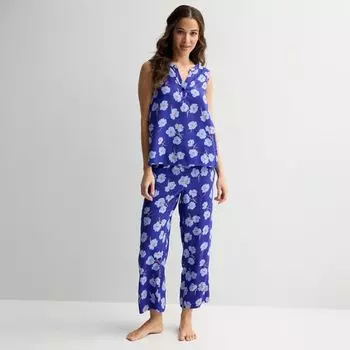 Женский пижамный комплект из двух частей: майка и укороченные пижамные штаны Draper James, цвет blue floating floral