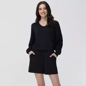 Женский пижамный комплект из топа с V-образным вырезом и пижамных шорт Adyson Parker, цвет black beauty