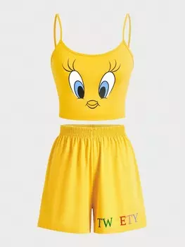 Женский пижамный комплект LOONEY TUNES Looney Tunes X Shein, желтый