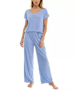 Женский пижамный комплект Pointelle с рюшами Roudelain, синий