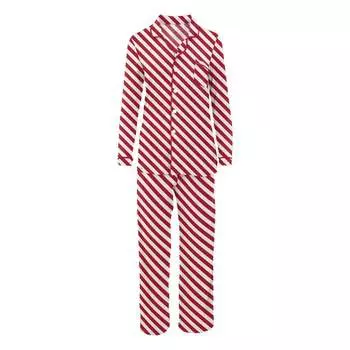 Женский пижамный комплект с длинными рукавами и воротником в стиле Candy Cane Twist KICKEE