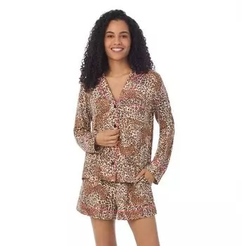 Женский пижамный комплект с длинными рукавами: верх и нижние части пижамы Beauty Sleep Social, цвет wild one