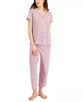 Женский пижамный комплект с принтом из хлопка с короткими рукавами essentials, созданный для macy's Charter Club, мульти