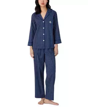 Женский пижамный комплект с рукавом 3/4 и брюками до щиколотки Lauren Ralph Lauren, синий