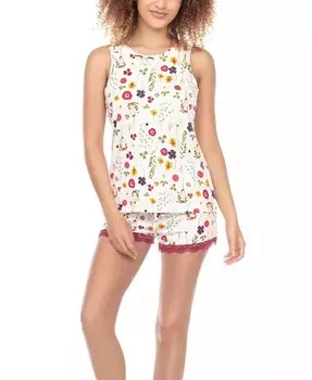 Женский пижамный комплект с шортами и шортами в американском стиле с кружевной отделкой Honeydew, мультиколор