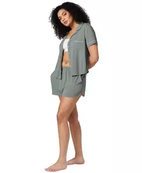 Женский пижамный комплект с вырезом на воротнике GapBody Short Pajama Set, зеленый